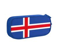 Yyoretp Big Capacity Flag of Iceland Print Pencil Case,Double Layer Zipper Makeup Pouch Pencil Box Organizer.