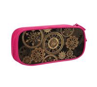 Yyoretp Big Capacity Gears Clock Bronze Century Print Pencil Case,Double Layer Zipper Makeup Pouch Pencil Box Organizer.