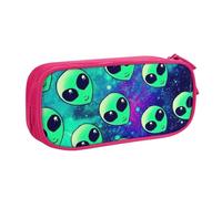 Yyoretp Big Capacity Green Aliens Print Pencil Case,Double Layer Zipper Makeup Pouch Pencil Box Organizer.
