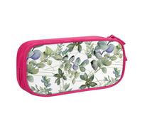 Yyoretp Big Capacity Green Eucalyptus Leaves Print Pencil Case,Double Layer Zipper Makeup Pouch Pencil Box Organizer.
