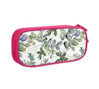 Yyoretp Big Capacity Green Eucalyptus Leaves Print Pencil Case,Double Layer Zipper Makeup Pouch Pencil Box Organizer.