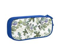 Yyoretp Big Capacity Green Eucalyptus Leaves Print Pencil Case,Double Layer Zipper Makeup Pouch Pencil Box Organizer.