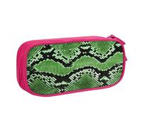 Yyoretp Big Capacity Green Snakeskin Print Pencil Case,Double Layer Zipper Makeup Pouch Pencil Box Organizer.
