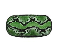 Yyoretp Big Capacity Green Snakeskin Print Pencil Case Large Pencil Pouch Stationery Pen Bag for Office Supplies