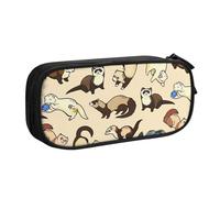 Yyoretp Big Capacity Hairy Ferret Print Pencil Case,Double Layer Zipper Makeup Pouch Pencil Box Organizer.