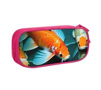Yyoretp Big Capacity HD Koi Fish Print Pencil Case,Double Layer Zipper Makeup Pouch Pencil Box Organizer.