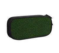 Yyoretp Big Capacity Hunter Green Floral Petals Pattern Print Pencil Case,Double Layer Zipper Makeup Pouch Pencil Box Organizer.
