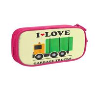 Yyoretp Big Capacity I Love Garbage Trucks Print Pencil Case,Double Layer Zipper Makeup Pouch Pencil Box Organizer.