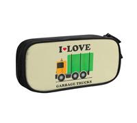 Yyoretp Big Capacity I Love Garbage Trucks Print Pencil Case,Double Layer Zipper Makeup Pouch Pencil Box Organizer.