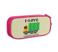 Yyoretp Big Capacity I Love Garbage Trucks Print Pencil Case,Double Layer Zipper Makeup Pouch Pencil Box Organizer.