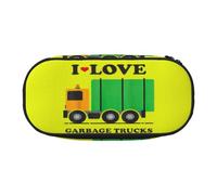 Yyoretp Big Capacity I Love Garbage Trucks Print Pencil Case Large Pencil Pouch Stationery Pen Bag for Office Supplies
