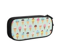 Yyoretp Big Capacity Ice Cream Cones Print Pencil Case,Double Layer Zipper Makeup Pouch Pencil Box Organizer.