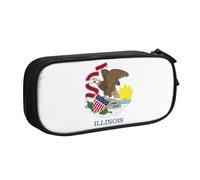 Yyoretp Big Capacity Illinois State Flag Print Pencil Case,Double Layer Zipper Makeup Pouch Pencil Box Organizer.