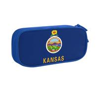 Yyoretp Big Capacity Kansas State Flag Print Pencil Case,Double Layer Zipper Makeup Pouch Pencil Box Organizer.