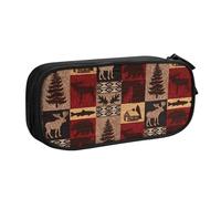 Yyoretp Big Capacity Lodge Bear Deer Fish Print Pencil Case,Double Layer Zipper Makeup Pouch Pencil Box Organizer.