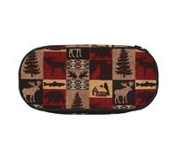 Yyoretp Big Capacity Lodge Bear Deer Fish Print Pencil Case Large Pencil Pouch Stationery Pen Bag for Office Supplies