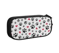 Yyoretp Big Capacity Love Cat Paw Heart Puppy Foot Print Print Pencil Case,Double Layer Zipper Makeup Pouch Pencil Box Organizer.