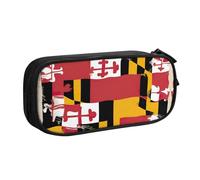Yyoretp Big Capacity Maryland Flag Print Pencil Case,Double Layer Zipper Makeup Pouch Pencil Box Organizer.