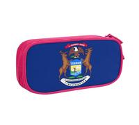 Yyoretp Big Capacity Michigan State Flag Print Pencil Case,Double Layer Zipper Makeup Pouch Pencil Box Organizer.