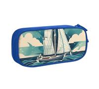 Yyoretp Big Capacity Ocean Sailboat Print Pencil Case,Double Layer Zipper Makeup Pouch Pencil Box Organizer.