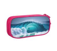 Yyoretp Big Capacity Ocean Wave Print Pencil Case,Double Layer Zipper Makeup Pouch Pencil Box Organizer.