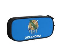 Yyoretp Big Capacity Oklahoma State Flag Print Pencil Case,Double Layer Zipper Makeup Pouch Pencil Box Organizer.