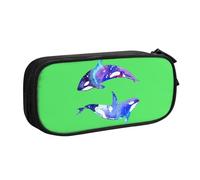 Yyoretp Big Capacity Orca Killer Whale Print Pencil Case,Double Layer Zipper Makeup Pouch Pencil Box Organizer.