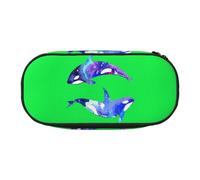Yyoretp Big Capacity Orca Killer Whale Print Pencil Case Large Pencil Pouch Stationery Pen Bag for Office Supplies