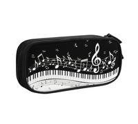 Yyoretp Big Capacity Piano Keys with Musical Notes Print Pencil Case,Double Layer Zipper Makeup Pouch Pencil Box Organizer.