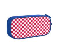 Yyoretp Big Capacity Red Checkered White Squares Print Pencil Case,Double Layer Zipper Makeup Pouch Pencil Box Organizer.