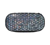 Yyoretp Big Capacity Silver Fish Scale Print Pencil Case Large Pencil Pouch Stationery Pen Bag for Office Supplies