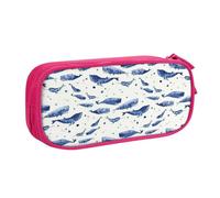 Yyoretp Big Capacity Small Blue Whale Swimming Print Pencil Case,Double Layer Zipper Makeup Pouch Pencil Box Organizer.