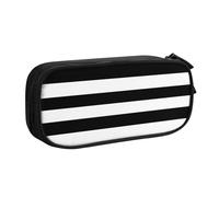 Yyoretp Big Capacity Stripes Black White Print Pencil Case,Double Layer Zipper Makeup Pouch Pencil Box Organizer.