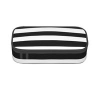 Yyoretp Big Capacity Stripes Black White Print Pencil Case Large Pencil Pouch Stationery Pen Bag for Office Supplies.
