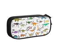 Yyoretp Big Capacity Stylish Learning Alphabets with Dinosaurs Print Pencil Case,Double Layer Zipper Makeup Pouch Pencil Box Organizer.