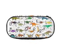 Yyoretp Big Capacity Stylish Learning Alphabets with Dinosaurs Print Pencil Case Large Pencil Pouch Stationery Pen Bag for Office Supplies