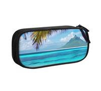 Yyoretp Big Capacity Tahiti Beach Print Pencil Case,Double Layer Zipper Makeup Pouch Pencil Box Organizer.