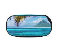 Yyoretp Big Capacity Tahiti Beach Print Pencil Case Large Pencil Pouch Stationery Pen Bag for Office Supplies