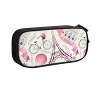 Yyoretp Big Capacity The Paris Tower and a Bicycle Print Pencil Case,Double Layer Zipper Makeup Pouch Pencil Box Organizer.