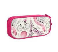 Yyoretp Big Capacity The Paris Tower and a Bicycle Print Pencil Case,Double Layer Zipper Makeup Pouch Pencil Box Organizer.