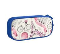 Yyoretp Big Capacity The Paris Tower and a Bicycle Print Pencil Case,Double Layer Zipper Makeup Pouch Pencil Box Organizer.