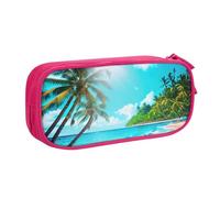 Yyoretp Big Capacity Tropical Ocean Beach Theme Print Pencil Case,Double Layer Zipper Makeup Pouch Pencil Box Organizer.