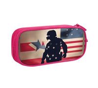 Yyoretp Big Capacity US Military Soldiers Patriotic Memorial Day Print Pencil Case,Double Layer Zipper Makeup Pouch Pencil Box Organizer.
