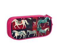 Yyoretp Big Capacity Various Kinds of Horses Print Pencil Case,Double Layer Zipper Makeup Pouch Pencil Box Organizer.