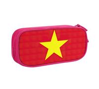 Yyoretp Big Capacity Vietnamese Flag Print Pencil Case,Double Layer Zipper Makeup Pouch Pencil Box Organizer.