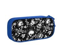Yyoretp Big Capacity White Punk Skull Print Pencil Case,Double Layer Zipper Makeup Pouch Pencil Box Organizer.
