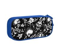 Yyoretp Big Capacity White Punk Skull Print Pencil Case,Double Layer Zipper Makeup Pouch Pencil Box Organizer.
