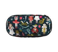 Yyoretp Big Capacity Women's Nutcracker Ballet Xmas Dance Print Pencil Case Large Pencil Pouch Stationery Pen Bag for Office Supplies