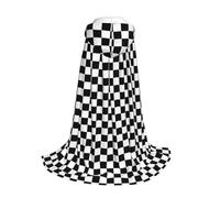 Yyoretp Black and White checkered stripes Print Hooded Cloak Long Cape for Kids with Carnival Halloween Cosplay Fancy Costume