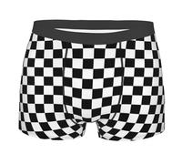 Yyoretp Black and White checkered stripes Print Men's Boxer Briefs,Stretch Fit Underwear Microfibre shorts Gents for Everyday Wear